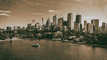 空中视图悉尼天际线悉尼港口