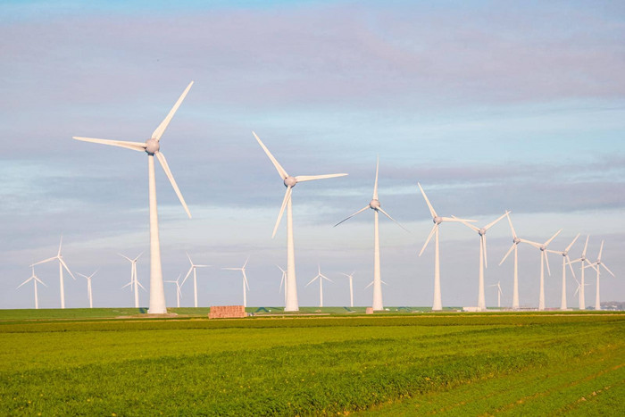 风车电权力生产荷兰弗莱福兰风涡轮机农场海