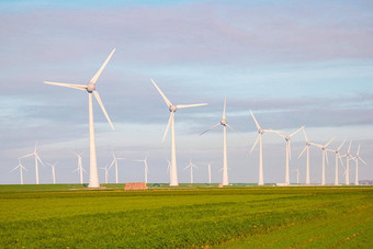 风车电权力生产荷兰弗莱福兰风涡轮机农场海风车农场生产绿色能源