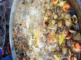 烹饪大米海鲜贻贝贝壳煮熟的增值税
