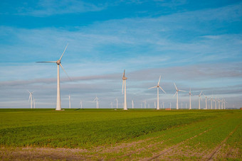 风车电权力生产荷兰弗莱福兰风涡轮机农场海风车农场生产绿色能源