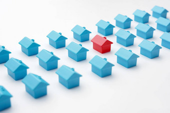 真正的房地产财产市场小屋村抵押贷款购买房子红色的微型房子模型蓝色的玩具房子安排行集团类型微型首页