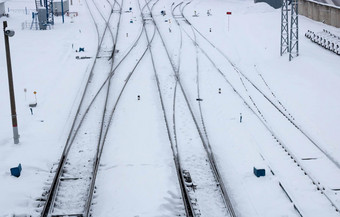 冬天铁路路白色雪Rails雪