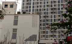 建筑视图重叠房子建筑现代公寓曼谷泰国