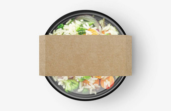 大米蔬菜沙拉食物容器封面贴纸模型
