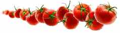 红色的西红柿悬浮白色背景