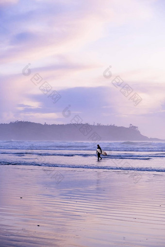 tofino<strong>温哥华</strong>岛太平洋Rim海岸冲浪者董事会日落海滩冲浪者轮廓加拿大<strong>温哥华</strong>岛tofino