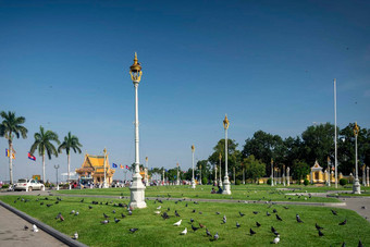 皇家宫公园河畔区域金边在金边柬埔寨