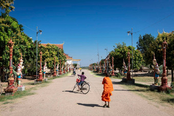 佛教和尚走什么斯维其他宝塔坎达尔省柬埔寨
