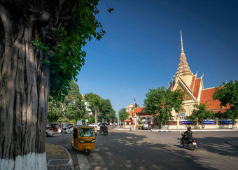 法院街视图市中心金边在金边城市柬埔寨