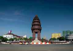 独立纪念碑具有里程碑意义的中央市中心金边在金边城市柬埔寨