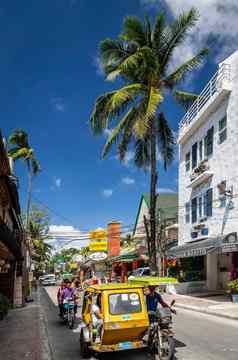 嘟嘟车嘟嘟车三轮车出租车当地的运输长滩岛岛菲律宾