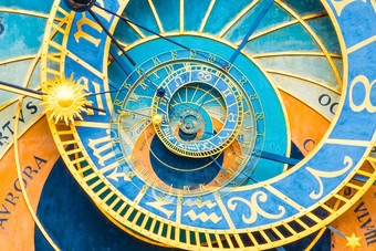 德罗斯特效果背景基于布拉格天文时钟摘要设计概念相关的占星术幻想