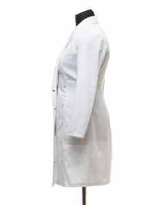 医疗礼服挂人体模型一边视图孤立的白色背景