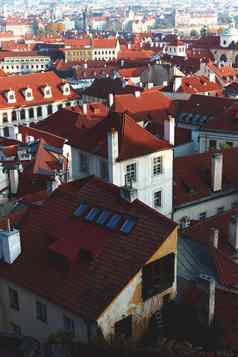 美丽的城市视图布拉格捷克共和国美丽的全景视图著名的历史城市充满活力的冬天日出小镇体系结构