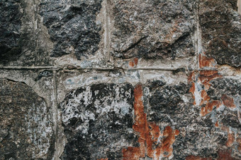 纹理石头中世纪的城堡墙自然缺陷划痕裂缝裂缝芯片灰尘粗糙度磨损模板设计背景复制空间