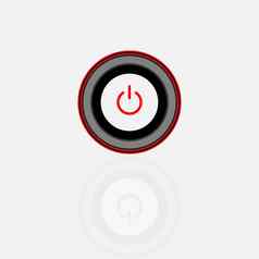 推风格权力按钮黑色的白色灰色背景按钮随信附上红色的圆红色的霓虹灯轮