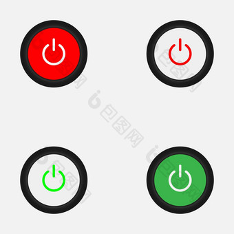 集滑块风格权力按钮黑色的背景按钮随信附上红色的圆按钮绿色圆