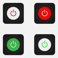 集滑块风格权力按钮黑色的背景按钮随信附上红色的圆按钮绿色圆