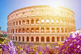 罗马圆形大剧场罗马日落视图著名的具有里程碑意义的永恒的城市