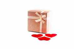 粉红色的礼物盒子弓孤立的白色背景情人节一天