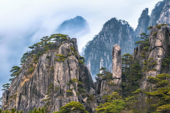 视图让人耳目一新阳台黄山山黄色的山安徽中国