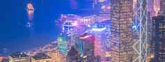 在香港香港市中心著名的城市景观视图在香港香港天际线《暮光之城》时间视图维多利亚峰在香港香港