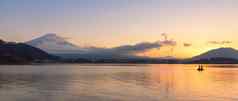 全景视图自然景观山富士河口湖日落秋天季节日本山富士特殊的的地方风景优美的美日本的历史网站