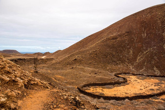 石头科拉尔Fuerteventura自然小道Corralejo死的Jable夏天