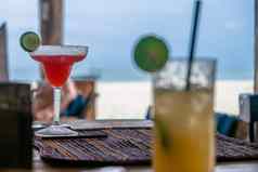 coctails海滩酒吧海滩海洋背景桑给巴尔