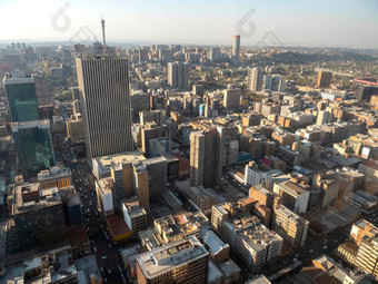 高角视图约翰内斯堡城市中心南非洲