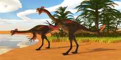 gigantoraptor恐龙湖岸