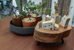 房子使木甘蓝蔬菜树种植日益增长的陶瓷植物能房子装饰