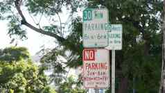 停车很多标志象征交通困难运输问题忙城市区域美国公共支付停车区市中心三迭戈加州有限的空间汽车城市