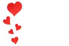 情人节一天卡背景红色的可爱的心使纸白色背景心纸减少大小情人节一天浪漫的Copyspace