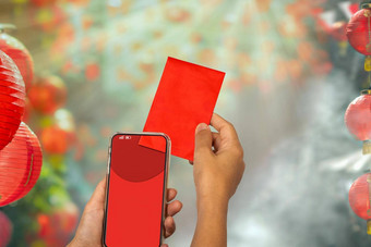 中国人一年数字hongbao红色的信封发送手机