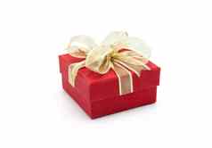 红色的礼物盒子丝带孤立的白色背景礼物情人节一天圣诞节一天对象生日周年纪念日包包装奢侈品假期节日概念