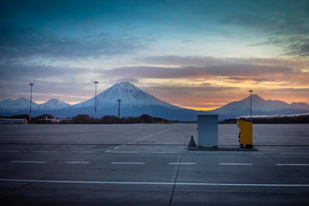 景观的观点火山yelizovo机场