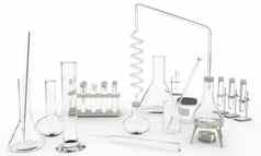 插图对象实验室试管》化学玻璃器皿空白色背景研究概念背景