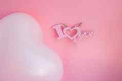 粉红色的气球形状心粉红色的背景标志爱婚礼概念情人节一天照片区情人横幅前视图的地方文本