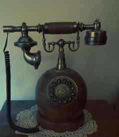 古董固定电话耳机使木