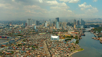 城市马尼拉资本菲律宾现代建筑空中视图