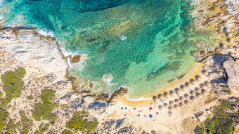 空中视图tigania海滩希腊