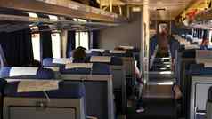 这些洛杉矶加州美国10月美国铁路公司太平洋surfliner通勤表达火车车内部乘客快速铁路运输海洋铁路西海岸铁路郊区