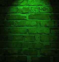照亮砖墙绿色霓虹灯颜色完整的框架