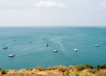 普吉岛泰国航行游艇双体船停港奈低质粗支亚麻纱湾普吉岛岛