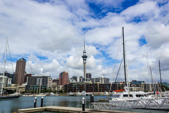 奥克兰港天空塔北京奥运会船具有里程碑意义的奥克兰新西兰