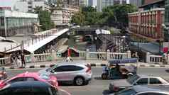 曼谷泰国12月水门码头表达船公共运输停止中心城市萨赛普运河忙交通