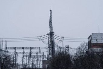 电分布站高压权力行高电压电传输塔分布电变电站
