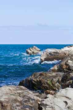 蓝色的海水石头岩石亚得里亚海海海岸